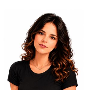 Chiara Boldrin, Arbeitsberaterin von Studio Sette, lächelt mit gewelltem braunem Haar und schwarzem T-Shirt.